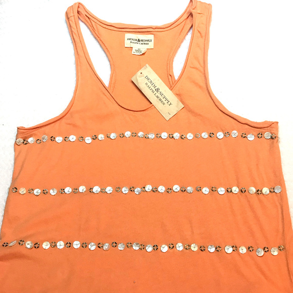 Ralph Lauren Tops - Ralph Lauren Denim & Supply Beaded Orange Tank Top